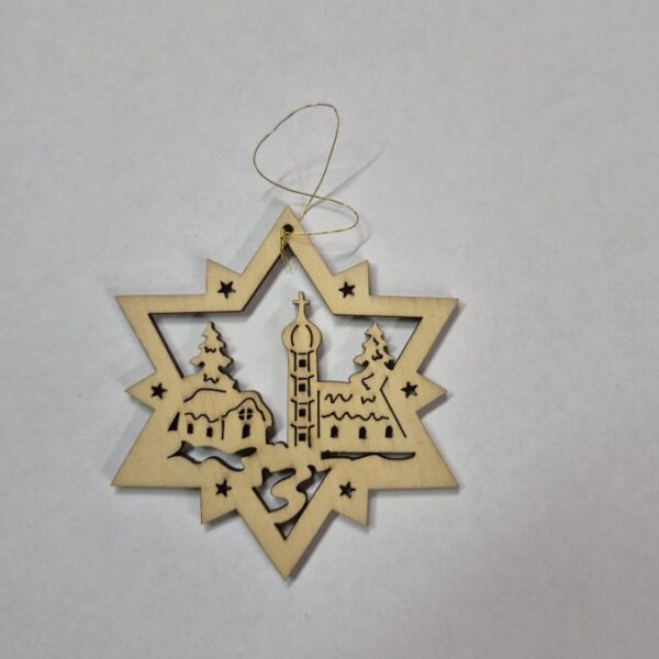 Weihnachtsbaumschmuck aus Holz – Stern – Dorf