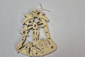 Weihnachtsbaumschmuck aus Holz – Glocke – Kerze
