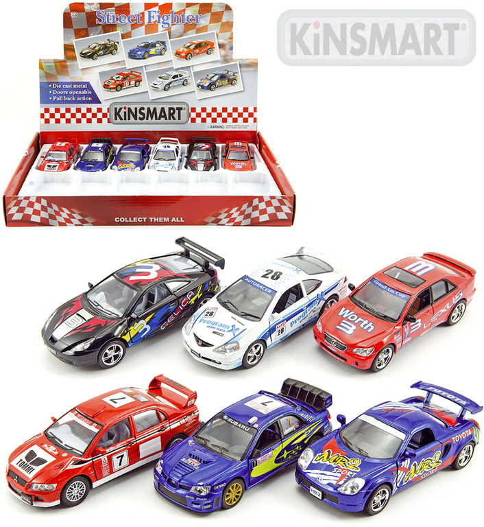 kinsmart-auto-model-1-38-street-fighter-kov-pb-13cm-6-druhu KINSMART Automodell 1:38 Street Fighter aus Metall PB 13 cm 6 Varianten