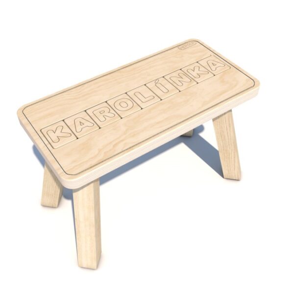 HEROLD-Kinderhocker aus Holz mit Namensschild